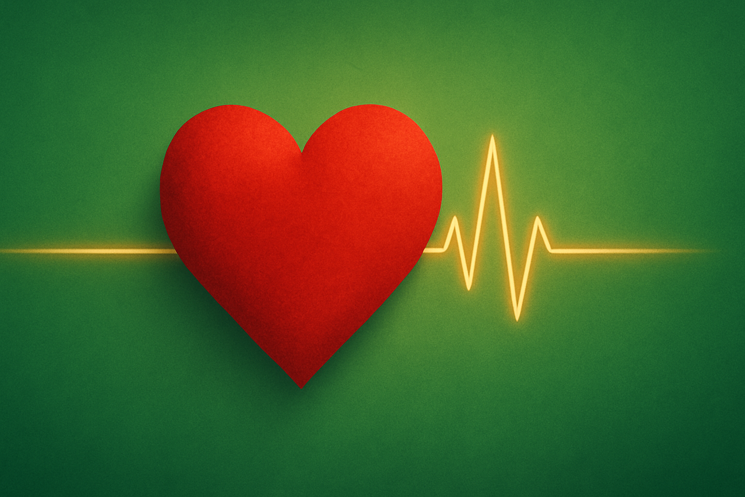 Close-up of a healthy, beating heart illustration overlaid on an EKG line fading into a clean, green background symbolizing heart disease reversal.