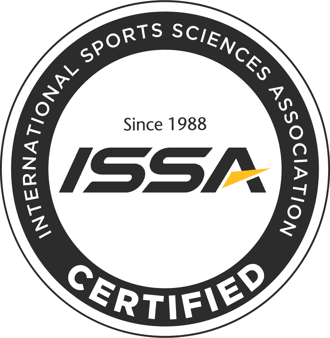 ISSA CPT Course certification badge with ISSA logo and “Certified” label.