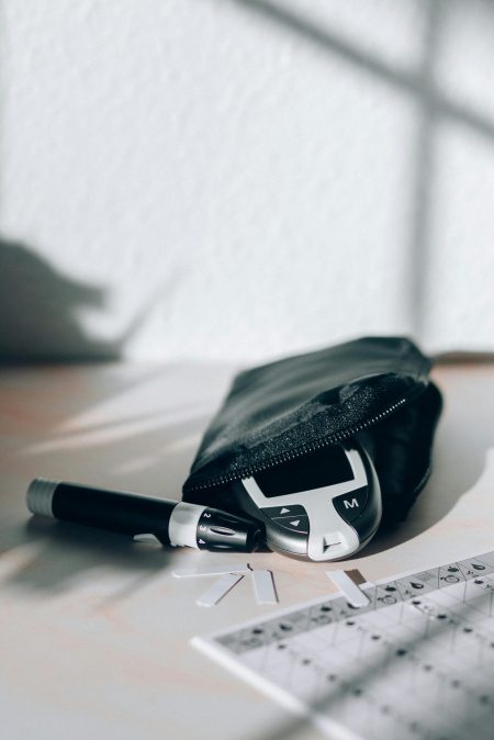 Black and white artistic diabetes test kit