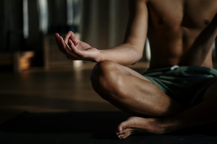 Man torso meditation seated